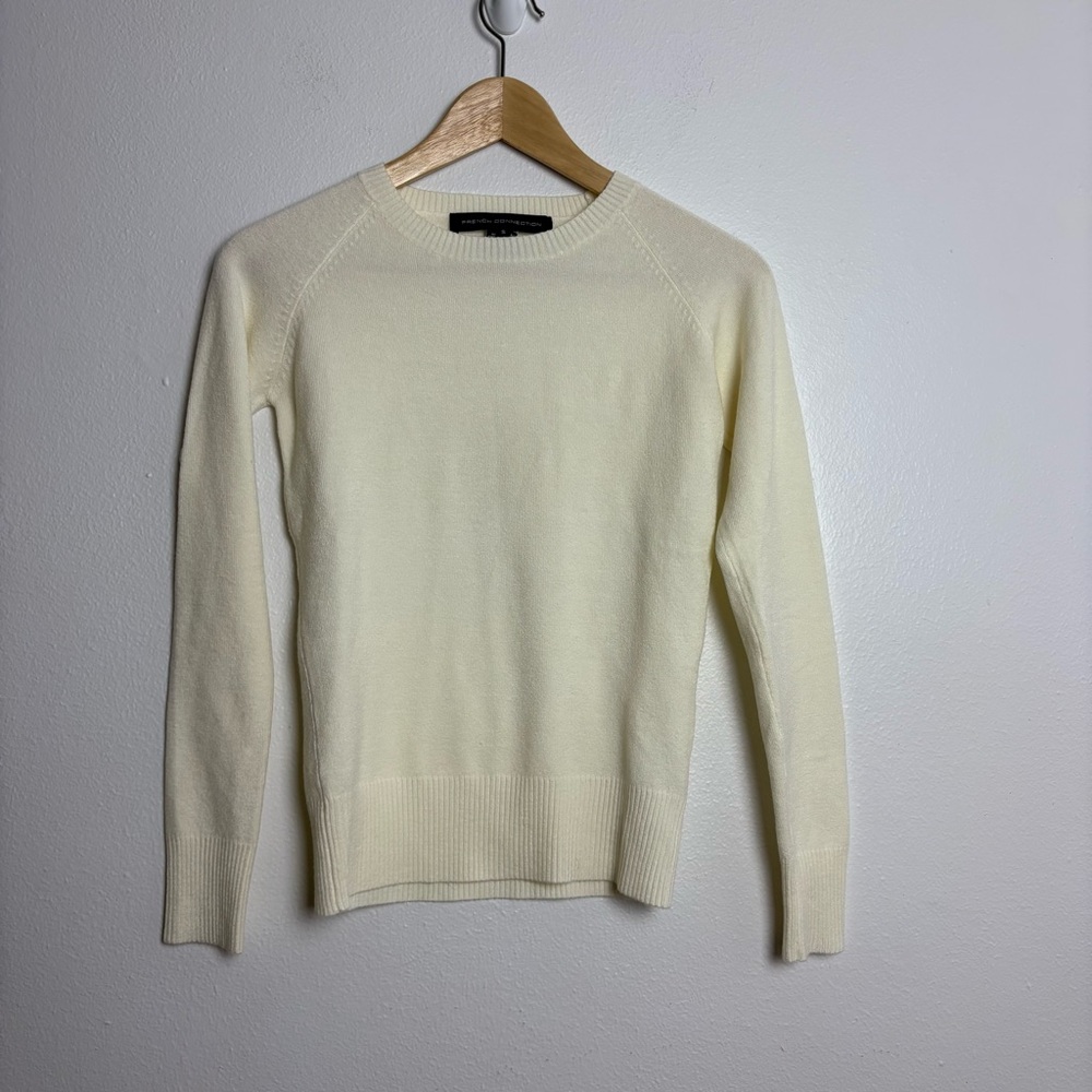 French Connection Cream Ivory Crew Neck Sweater Size Small‎